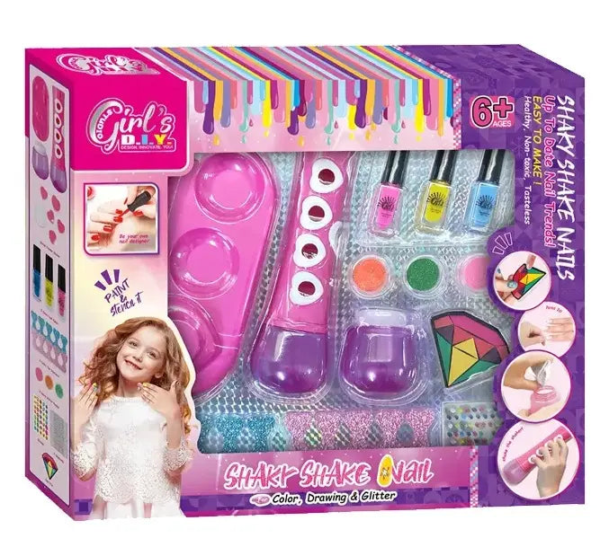 Set Manicure Pinta Uñas Con Dispensador De Glitter Juguete