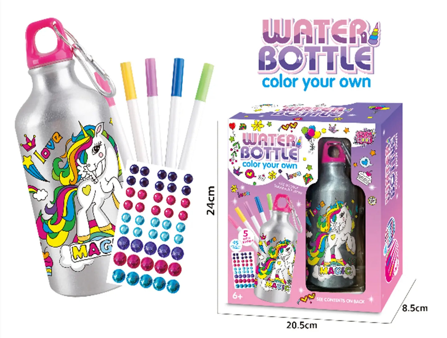 Botella De Agua Unicornio Manualidad Decorar Regalo Niña