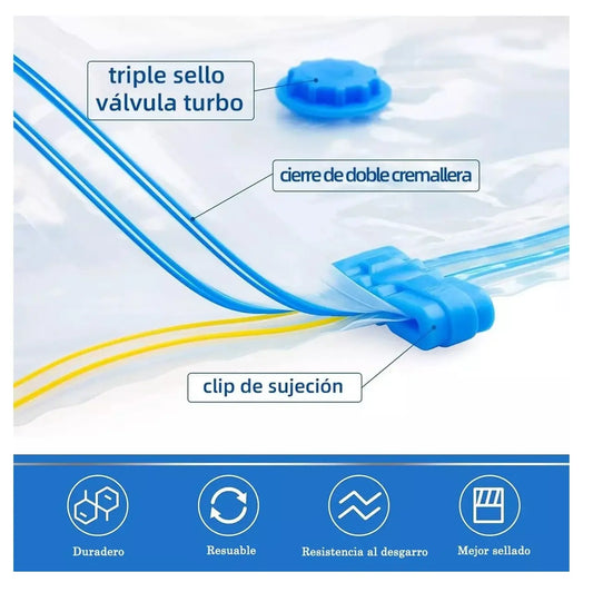 Bolsas Al Vacio 12 Un Dif. Tamaños + Bombin Comprimir Ropa