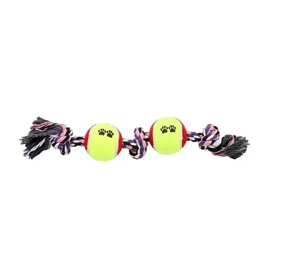 Juguete Para Perro Cuerda De Algodón Y 2 Pelotas De Tenis