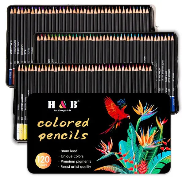 Lapices Colores 120 Arte Profesional Dibujo Caja Metalica