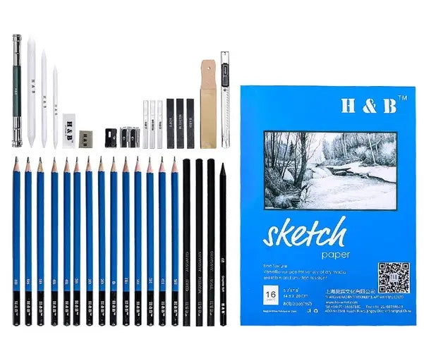 Kit De Dibujo Profesional 32 Piezas Estuche Set Lápices