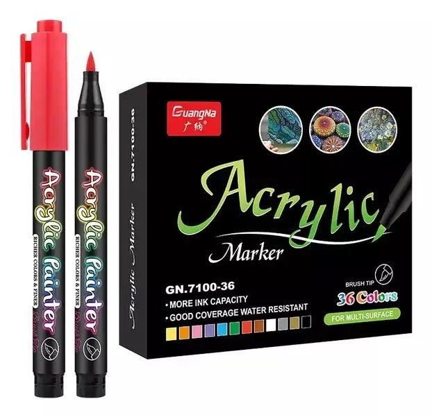 Marcador Acrilico De Pintura Acrílica Brush Tip 36 Unidades