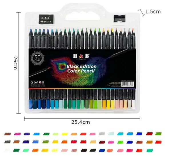 Lápices Soft Profesionales Set 50 Colores Black Edition