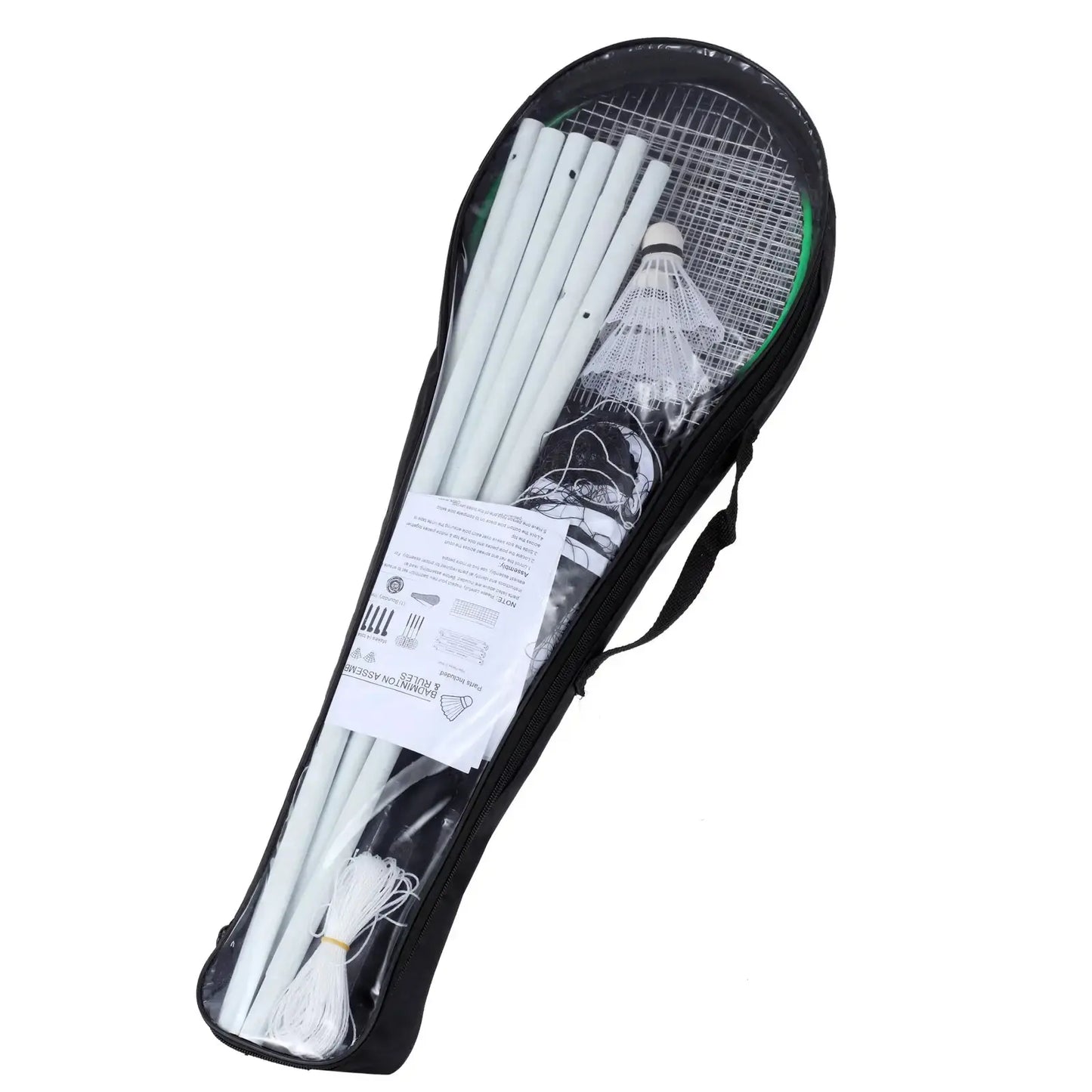 Set De Bádminton: 4 Raquetas Acero + 2 Plumas + Red + Bolso