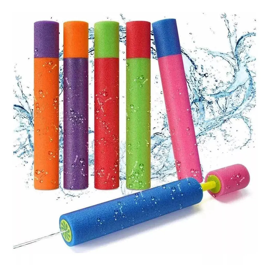 6 Pistolas Esponja Lanza Agua Piscina Verano Juego 25cm