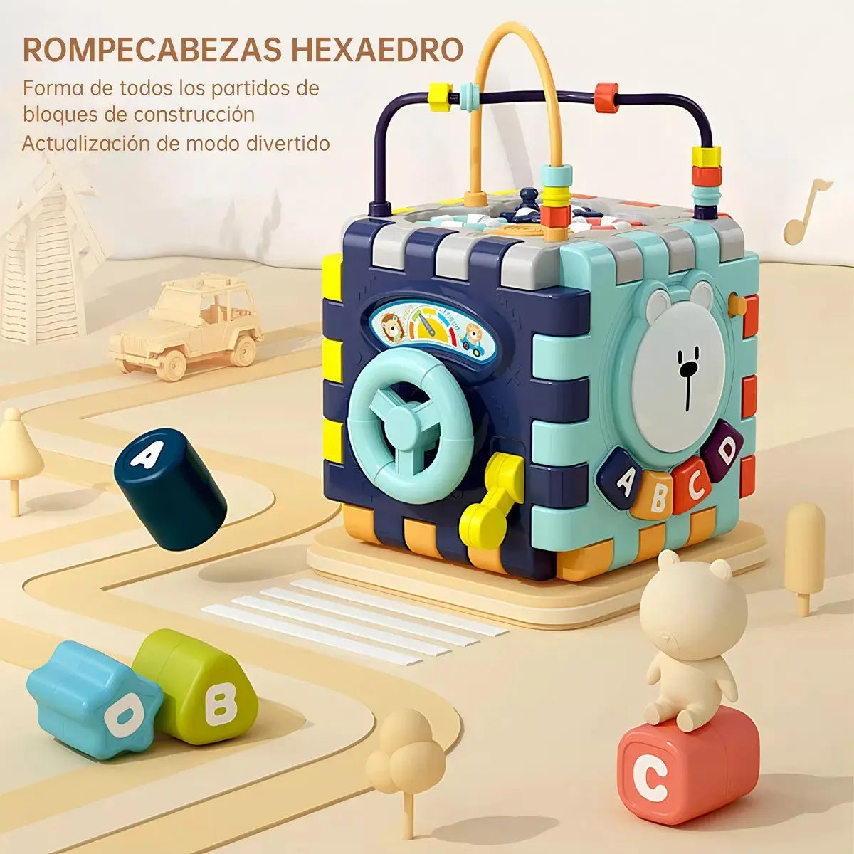 Juguete Montessori 6 En 1 Cubos Actividades Multifuncional
