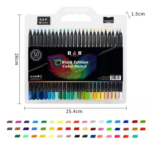 Lápices Soft Profesionales Set 50 Colores + Croquera Negra