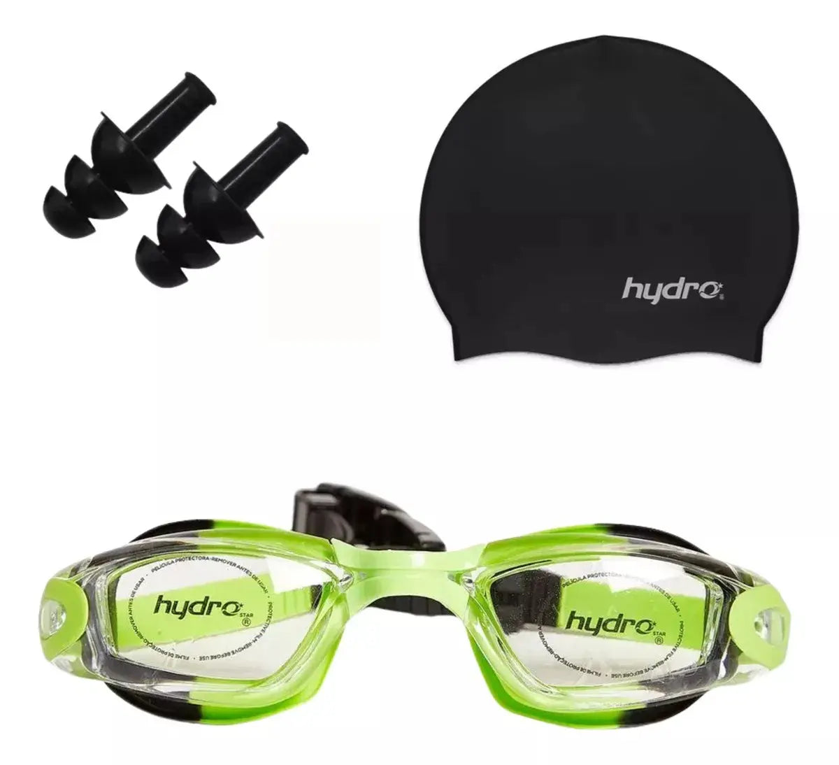 Gorro De Natacion Silicona + Lentes + Tapones / Junior Hydro