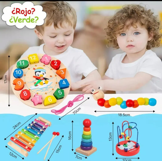Juguetes Didácticos De Madera Para Niños Montessori Pack 8