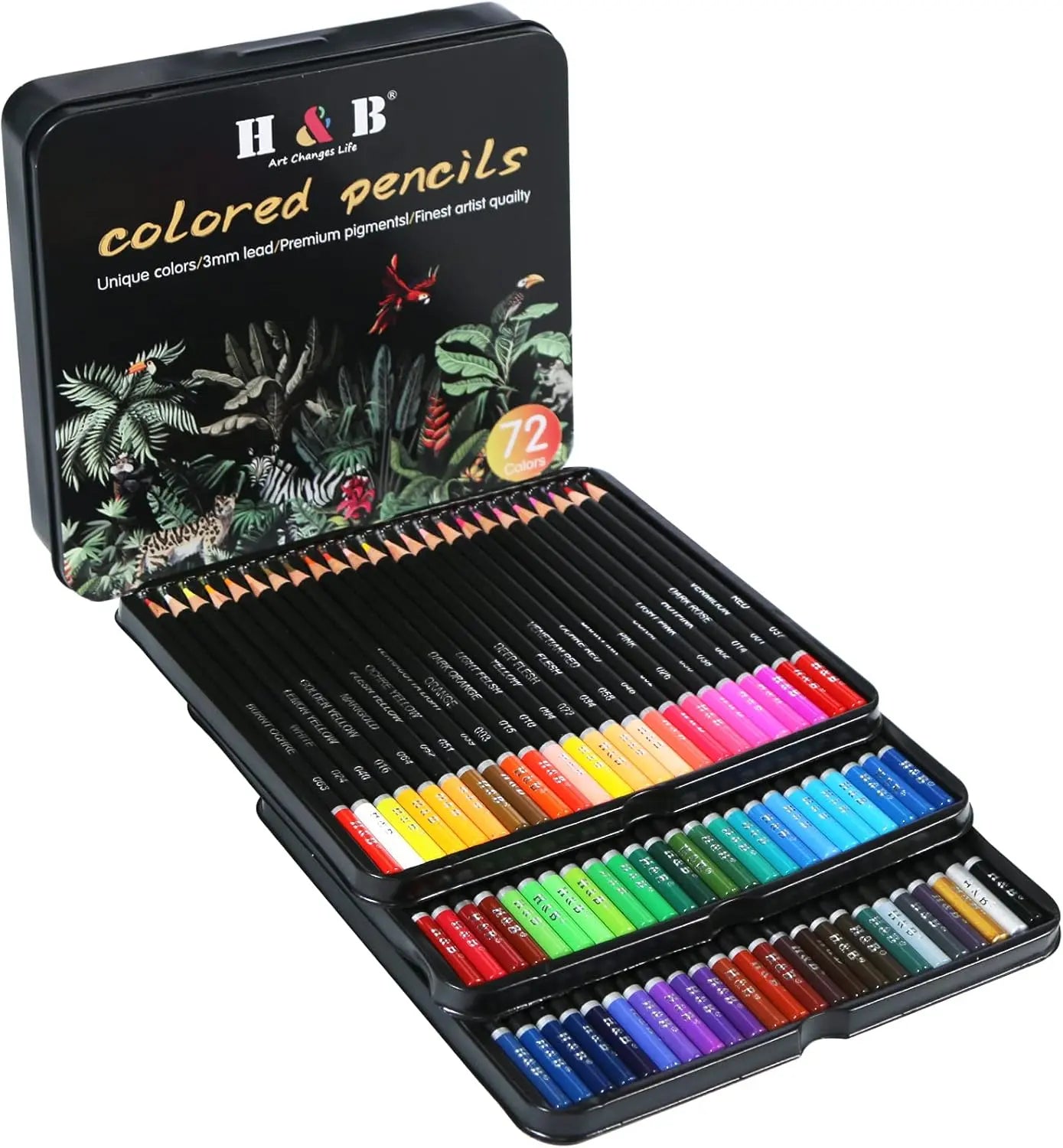 Set 72 Lapices Colores Arte Profesional Dibujo Caja Metalica