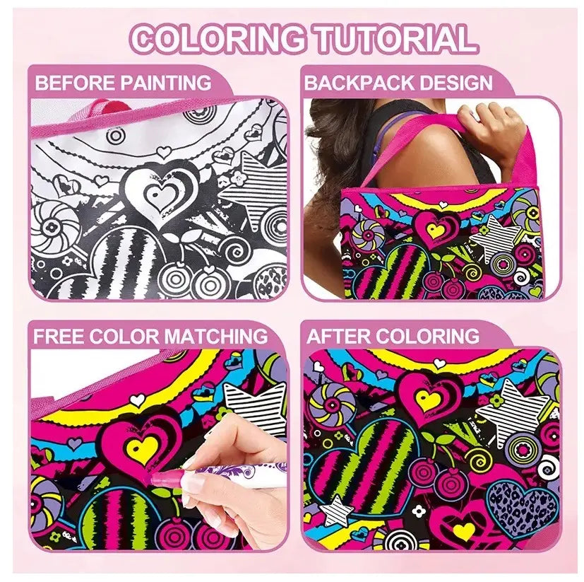 Mochila Cartera Para Pintar Y Decorar Manualidad Diy Niña