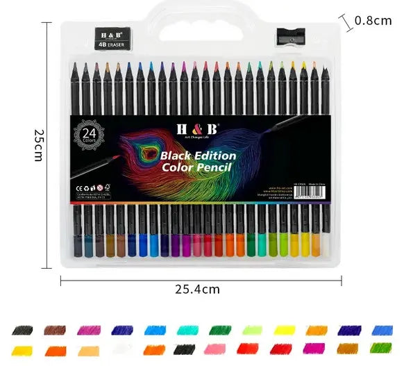 Lápices Soft Profesionales Set 24 Colores Black Edition