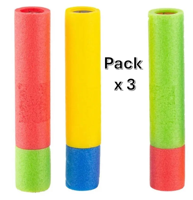 Set 3 Pistolas Lanza Agua Esponja Piscina Verano Juego 25cm