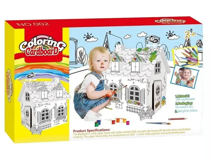 Casa De Cartón Para Pintar Manualidad Niños