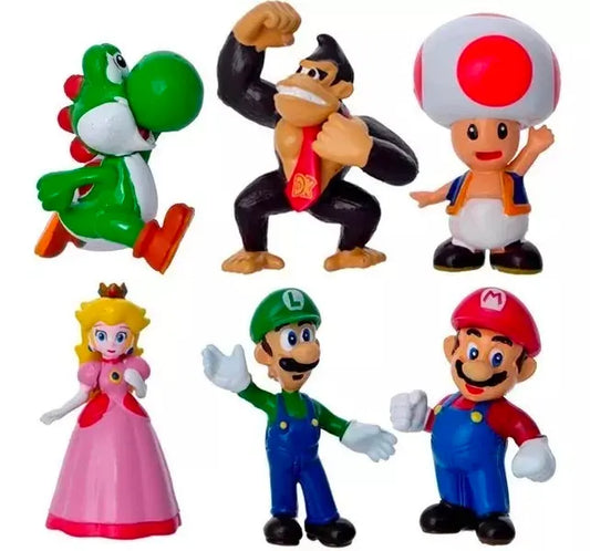 Set De 6 Figuras Super Mario Bros 4-7 Cm