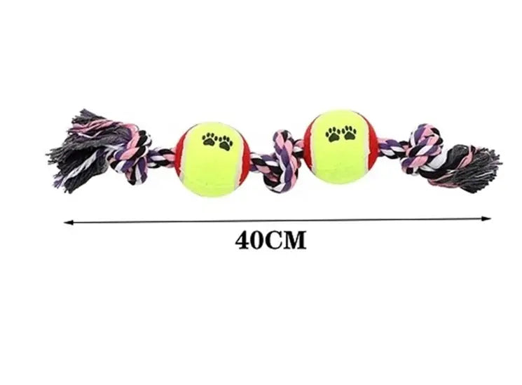 Juguete Para Perro Cuerda De Algodón Y 2 Pelotas De Tenis