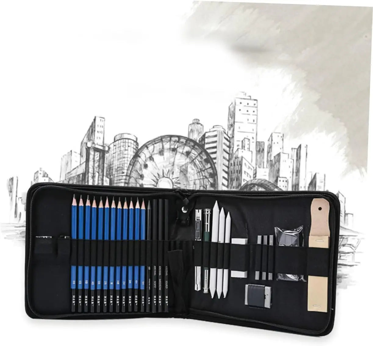 Kit De Dibujo Profesional 32 Piezas Estuche Set Lápices