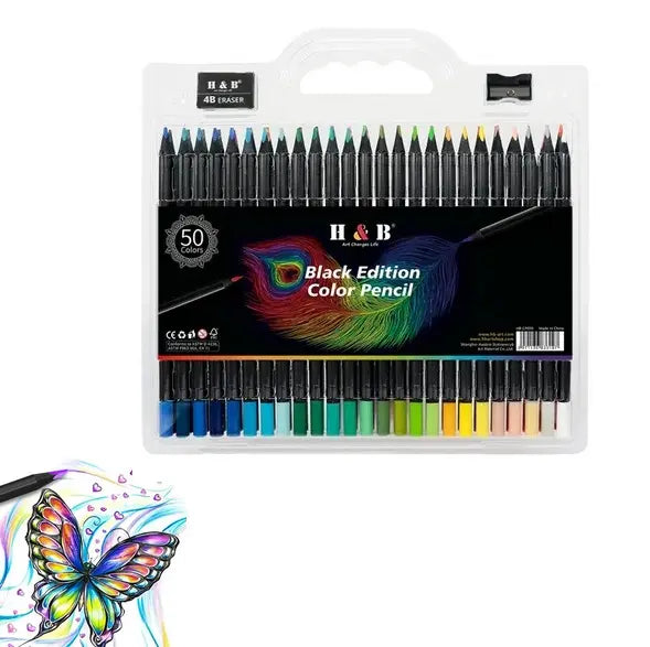 Lápices Soft Profesionales Set 50 Colores Black Edition