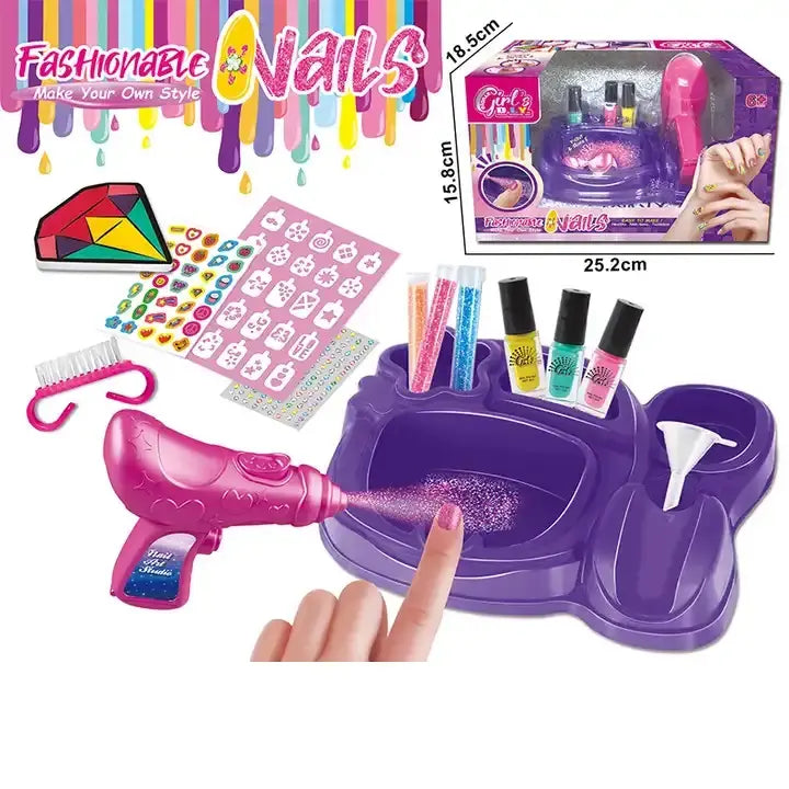 Set Juguete Belleza Pinta Uña Manicura Y Aplicador Glitter