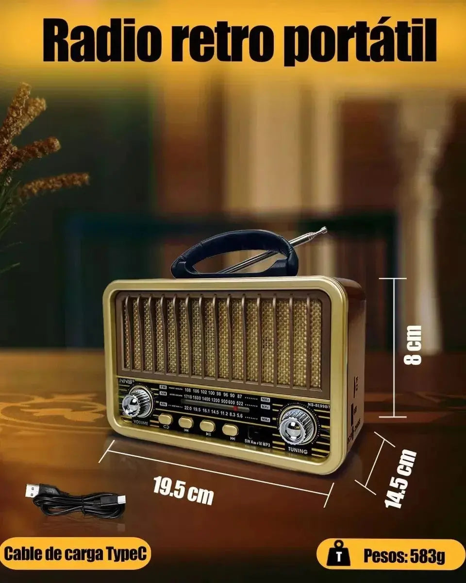 Parlante Y Radio Vintage Retro Con Bluetooth Usb/am/fm/