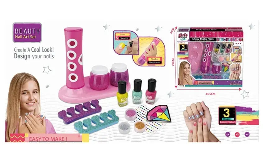 Set Manicure Pinta Uñas Con Dispensador De Glitter Juguete