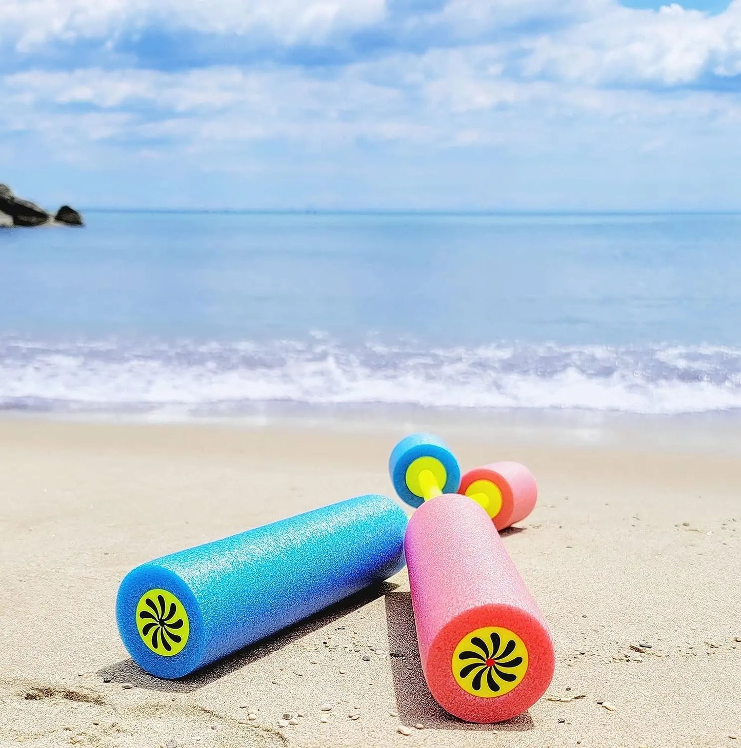 6 Pistolas Esponja Lanza Agua Piscina Verano Juego 25cm