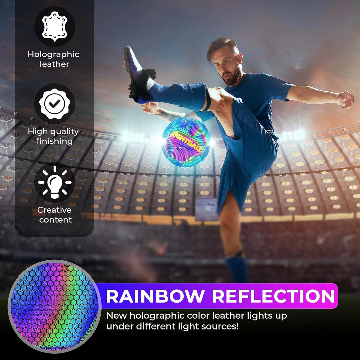 Pelota De Fútbol Holeográfica Brillante Balón Mágico N°5