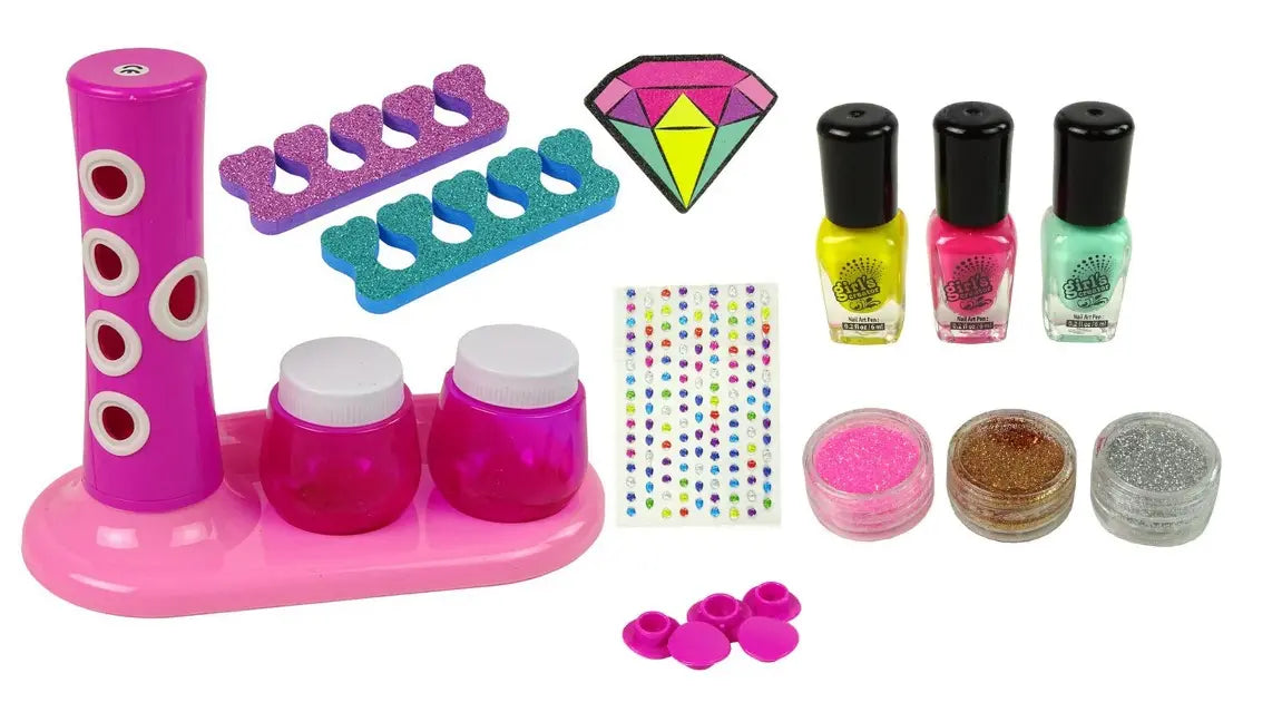 Set Manicure Pinta Uñas Con Dispensador De Glitter Juguete