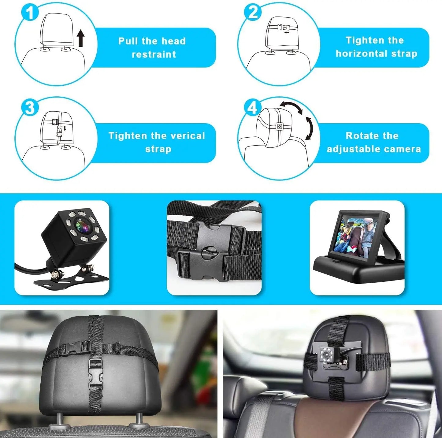 Monitor De Bebé Para El Auto Con Cámara Trasera