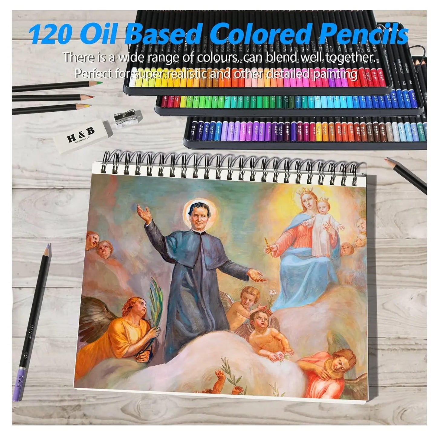 Lapices Colores 120 Arte Profesional Dibujo Caja Metalica