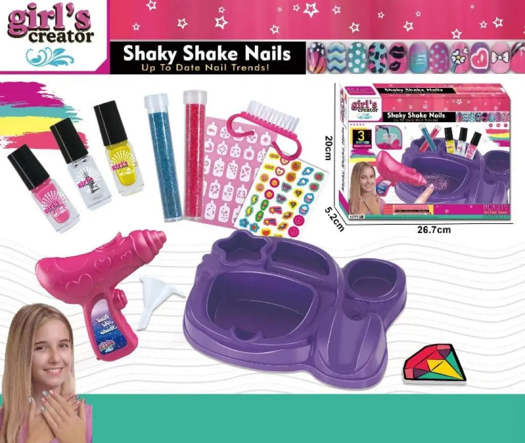Set Juguete Belleza Pinta Uña Manicura Y Aplicador Glitter