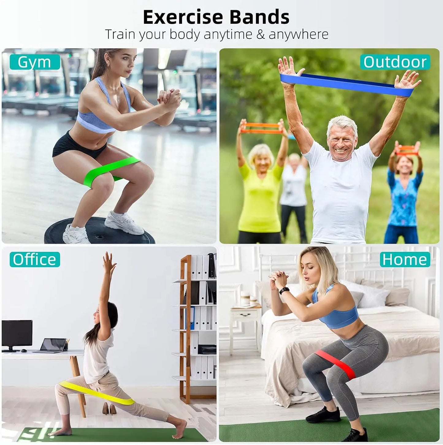 Pack X5 Banda Elástica Resistencia Ejercicio Deporte Trainin