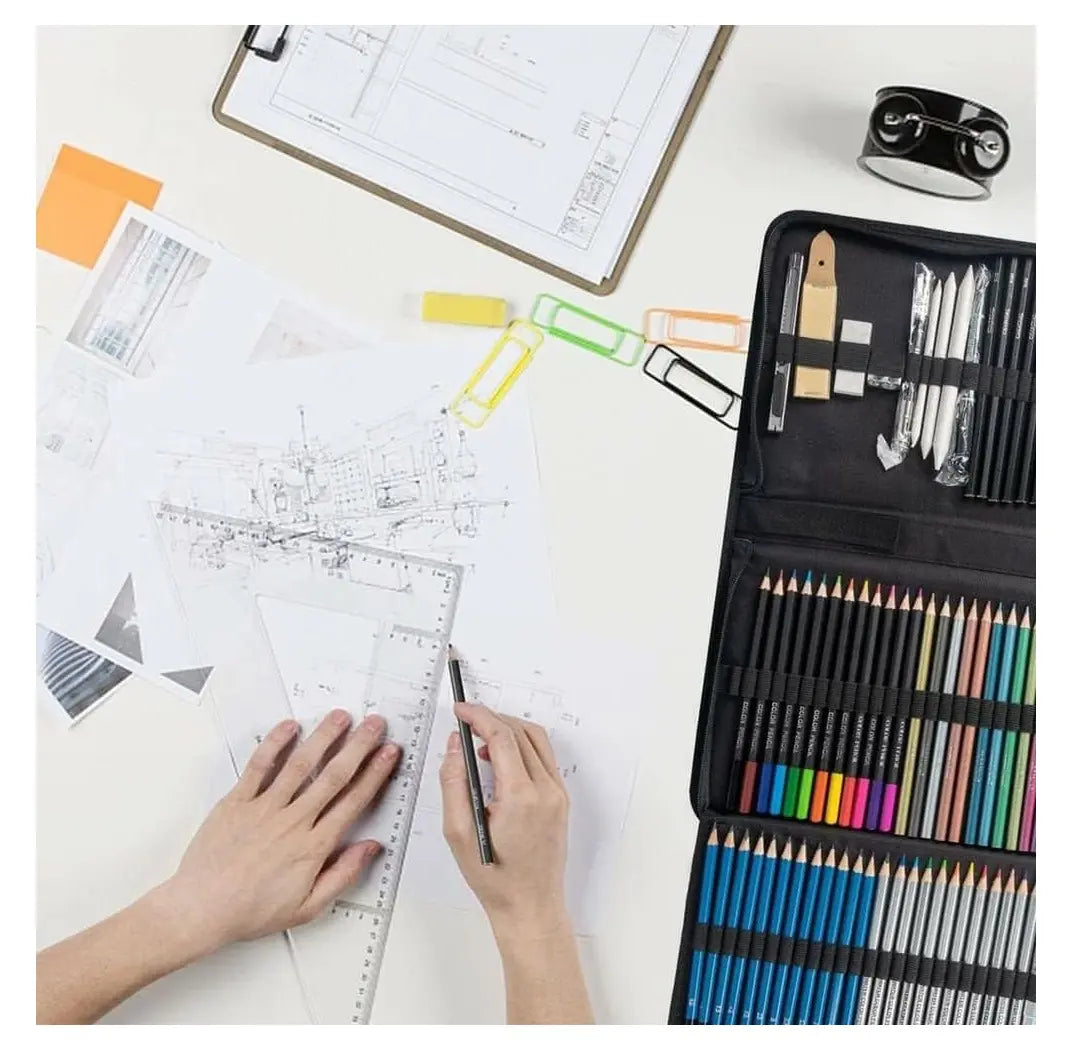 Kit Para Dibujo 72 Piezas Profesional Estuche Set Lápices