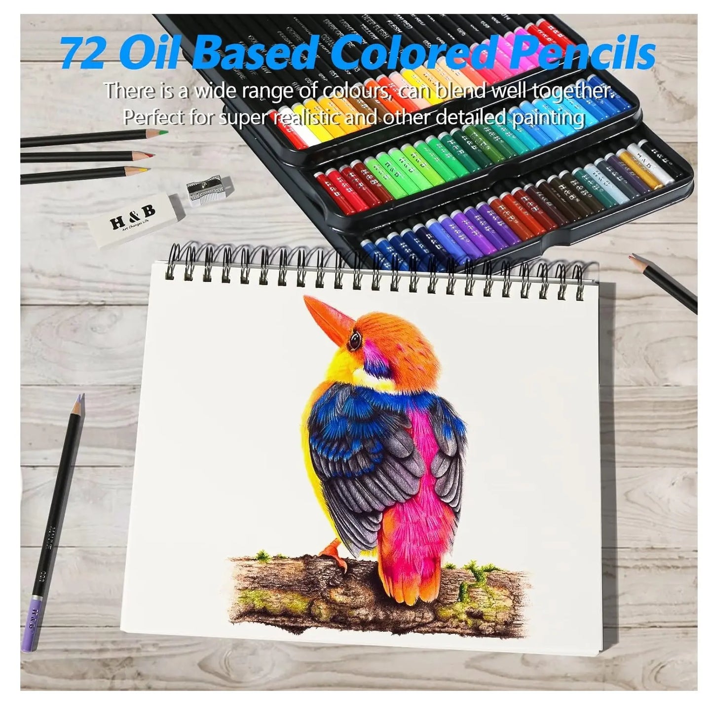 Set 72 Lapices Colores Arte Profesional Dibujo Caja Metalica