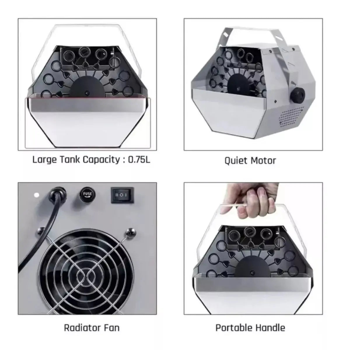 Maquina De Burbuja Portatil 60w Burbujas Fiesta + 2 Liquidos