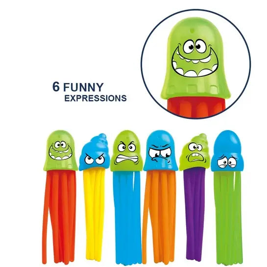 Set De Buceo 6 Calamares Para Piscina Juego Verano Niños