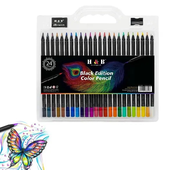 Lápices Soft Profesionales Set 24 Colores Black Edition