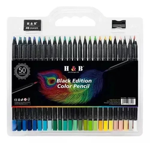 Lápices Soft Profesionales Set 50 Colores + Croquera Negra