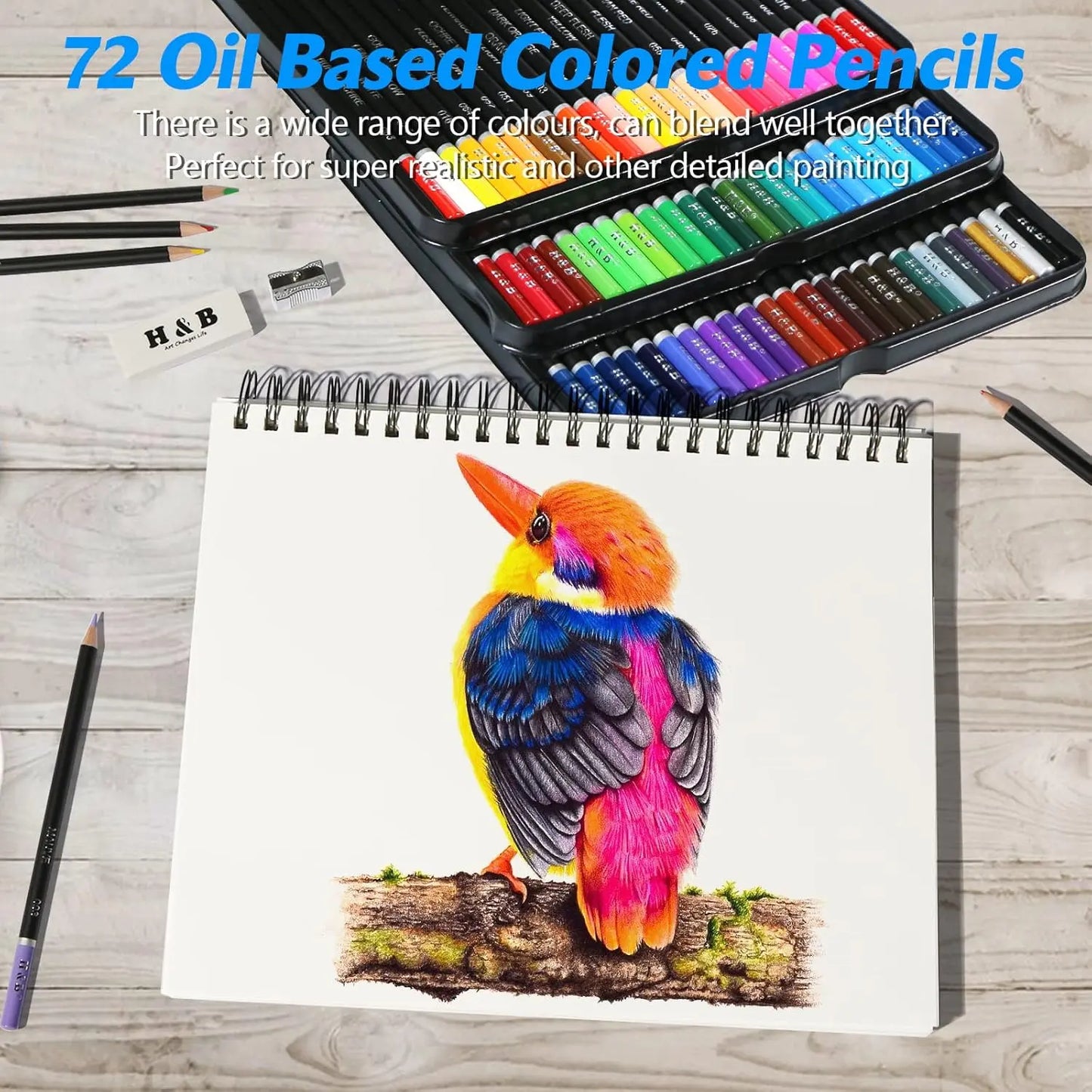 Set 72 Lapices Colores Arte Profesional Dibujo Caja Metalica