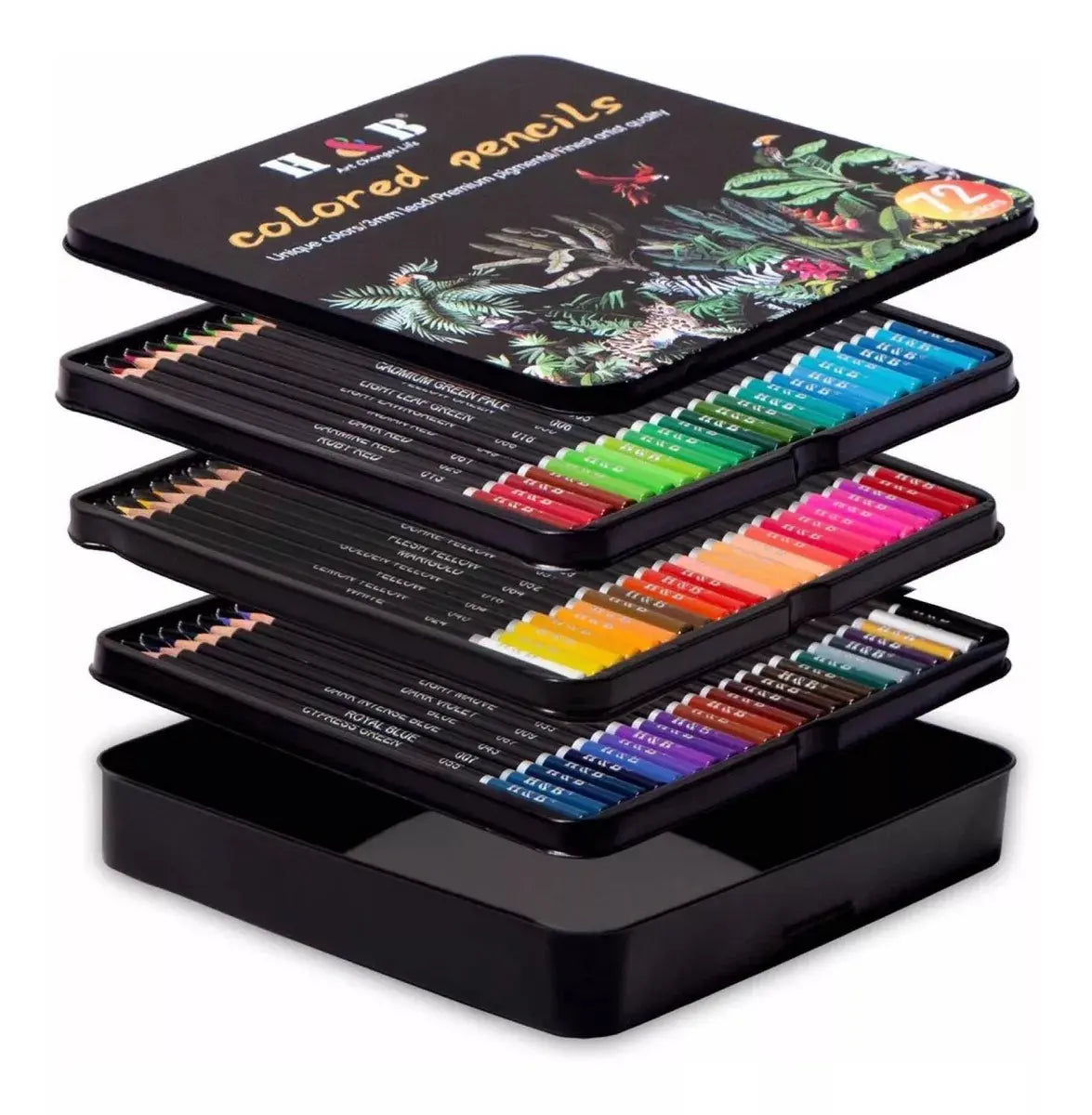 Set 72 Lapices Colores Arte Profesional Dibujo Caja Metalica