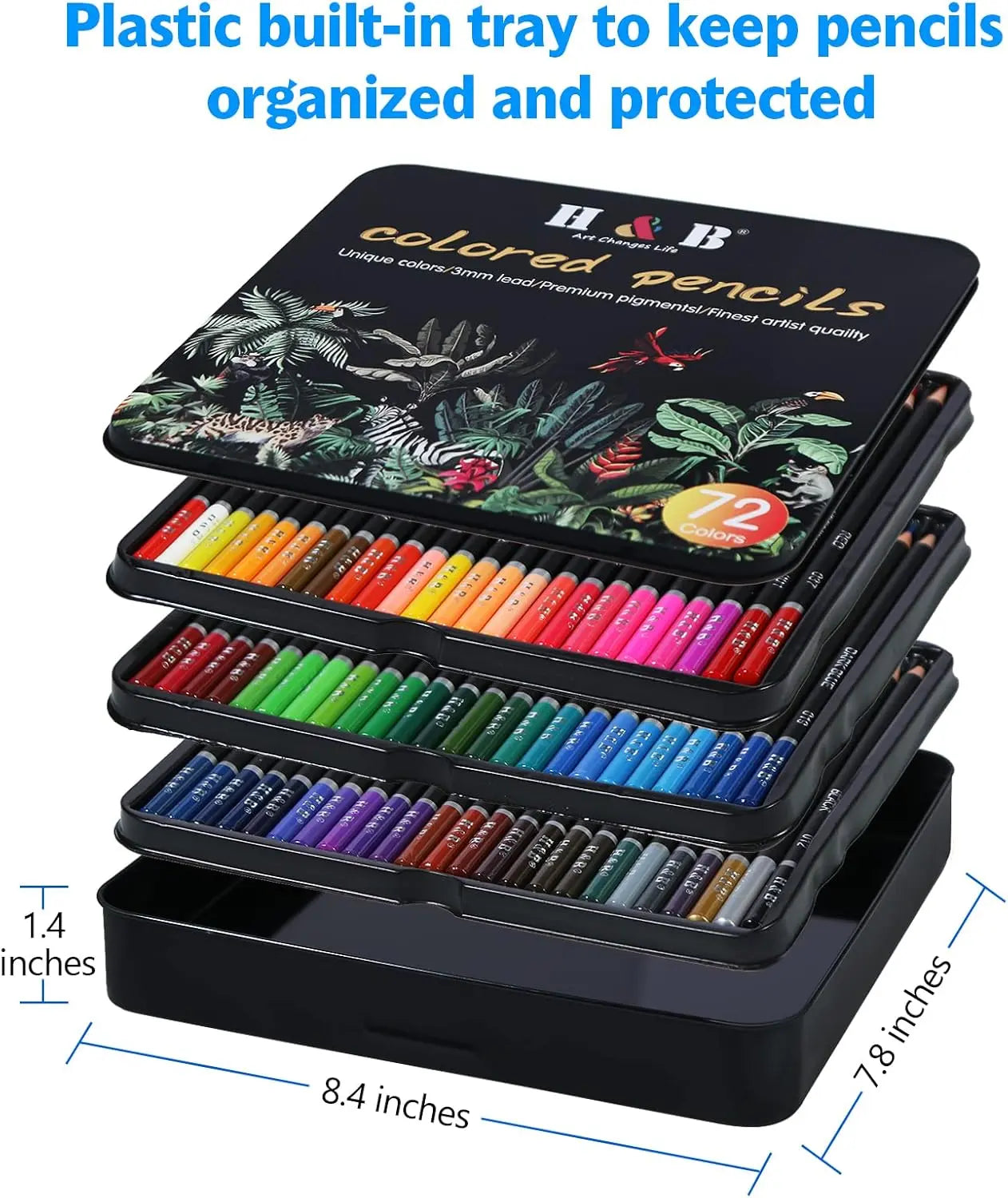 Set 72 Lapices Colores Arte Profesional Dibujo Caja Metalica