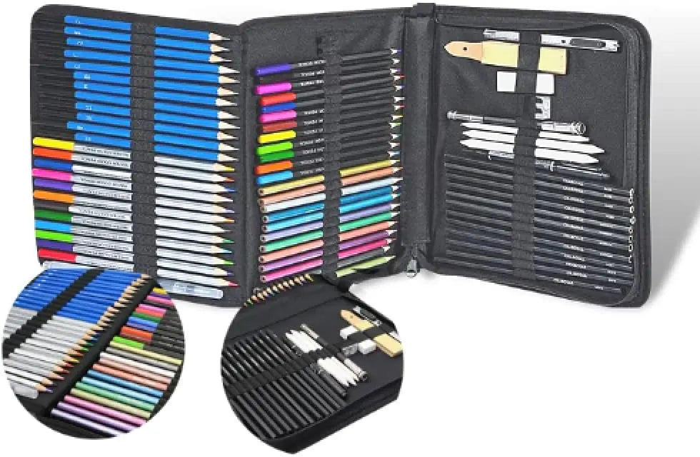Kit Para Dibujo 72 Piezas Profesional Estuche Set Lápices