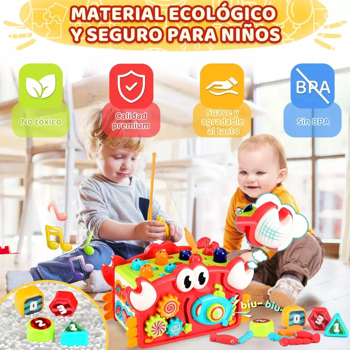 Juguete Didáctico Montessori Para Bebé Luz Y Musica 15 En 1