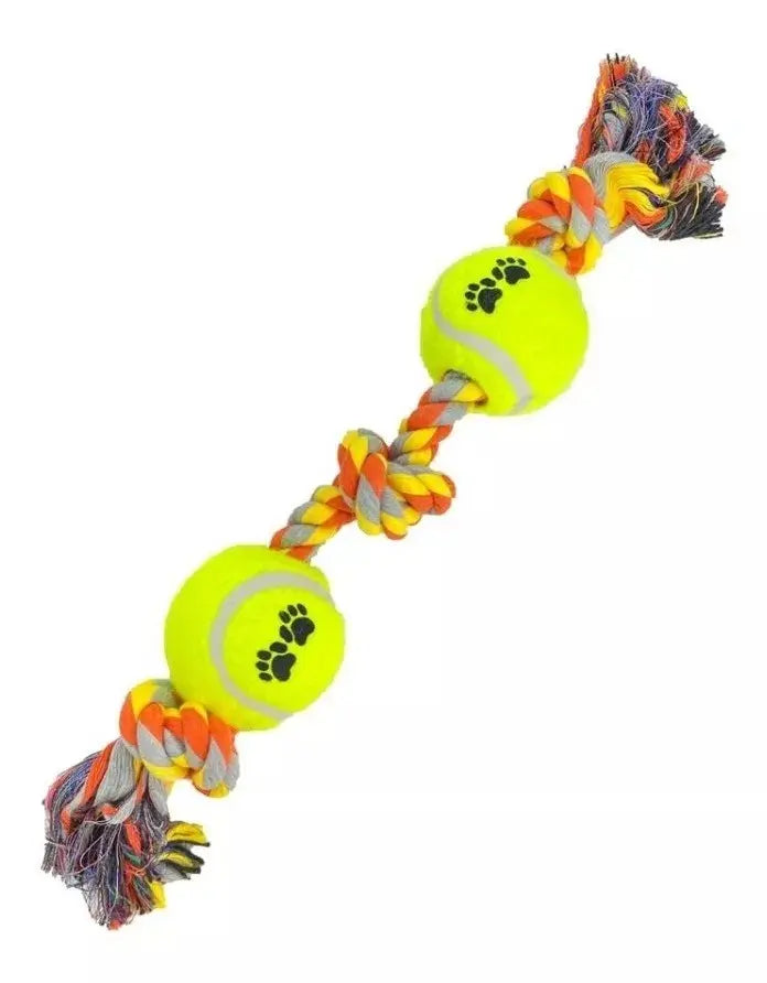 Juguete Para Perro Cuerda De Algodón Y 2 Pelotas De Tenis