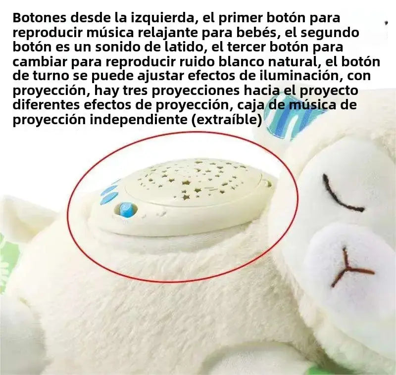 Peluche Oveja Proyector Música Y Luces Espanta Cuco Bebe