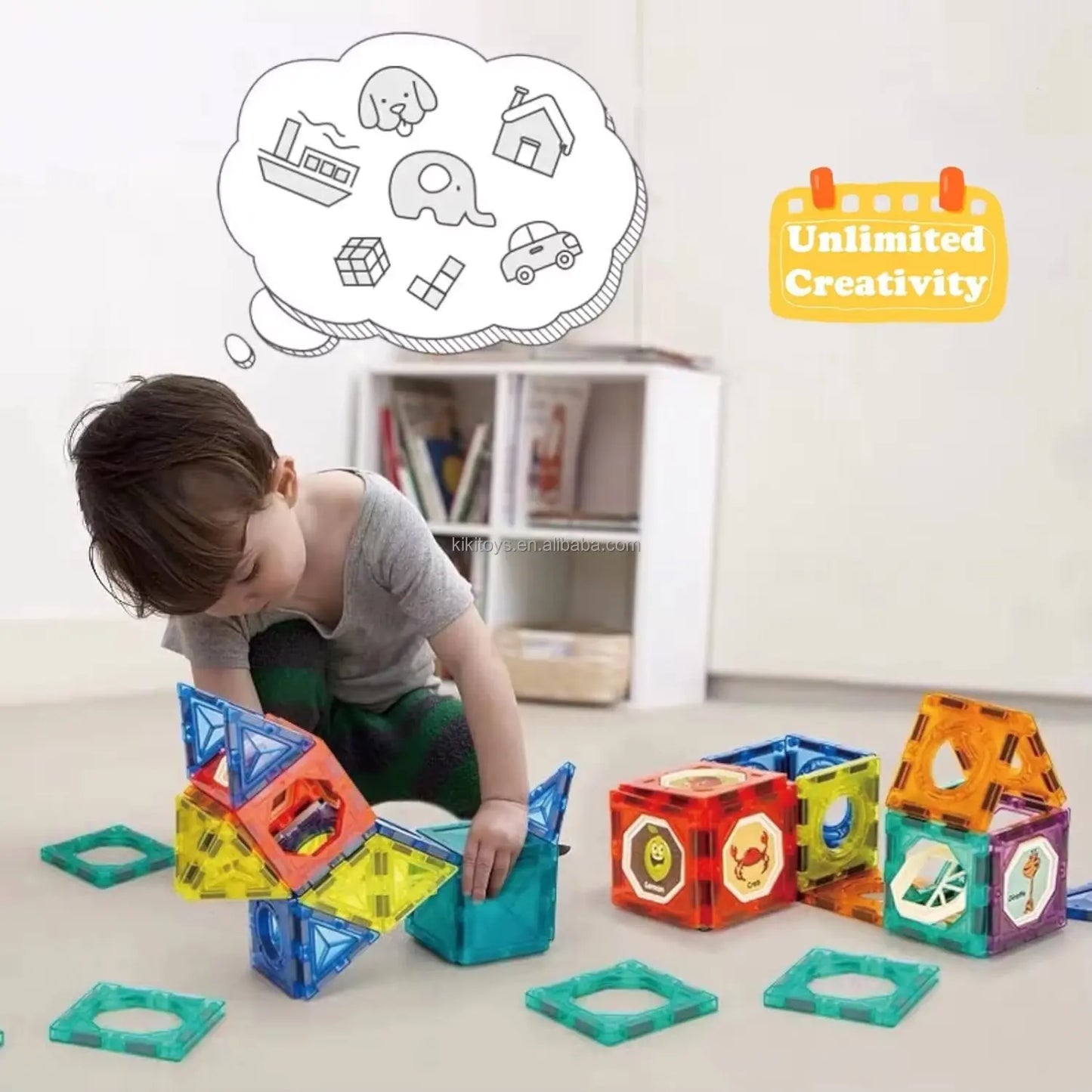 Bloques De Construcción Magnéticos Luminoso 123 Pcs Iman