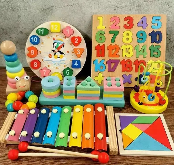 Juguetes Didácticos De Madera Para Niños Montessori Pack 8