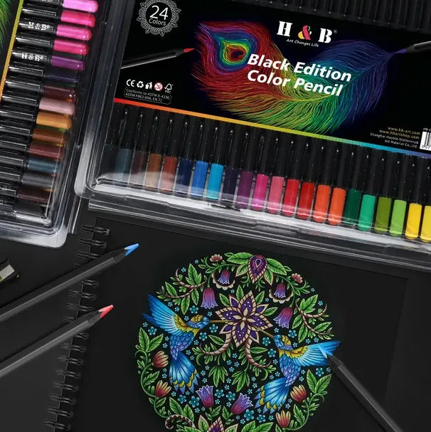 Lápices Soft Profesionales Set 24 Colores Black Edition