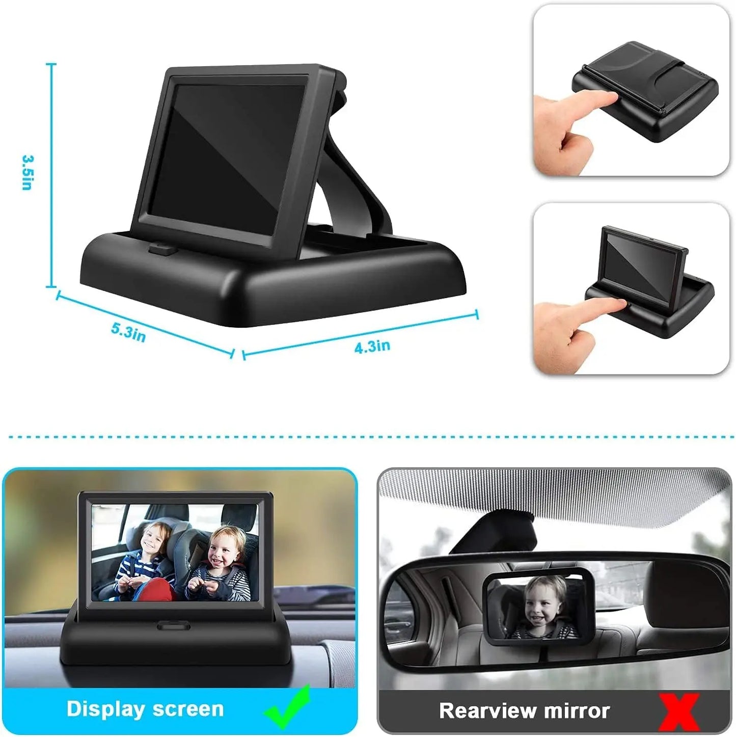 Monitor De Bebé Para El Auto Con Cámara Trasera